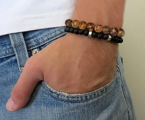 Vista 5 de Subherban Lava Rock Bracelet Essential Oil Bracelet - Handmade in the USA - Lava Stone Bracelet for Men - Oil Diffuser Lava Rock - Aromatherapy Oil