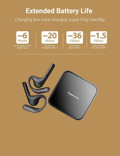 Vista 7 de Timekettle W4 Pro - Audífonos intérprete AI, traducción bidireccional de voz en tiempo real, más de 50 idiomas, traductor Bluetooth de video