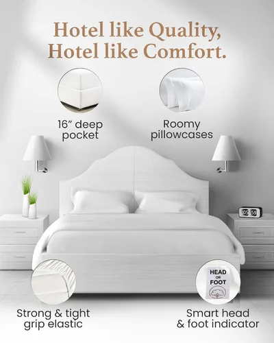 Vista 3 de Good Sleep Bedding Sábanas tamaño individual XL, juego de sábanas de 4 piezas, 800 hilos, suaves, duraderas, extra largas, bolsillo profundo de 16
