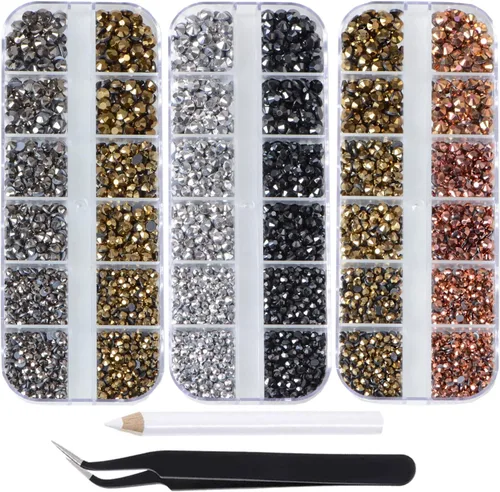 Vista 19 de Massive Beads Más de 9500 diamantes de imitación termoadhesivos redondos de vidrio con parte trasera plana para hacer tú mismo con 1 pinza y 1 12