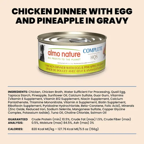 Vista 6 de almo nature HQS - Comida húmeda completa para perros, cena de pollo con huevo y piña, 5.5 onzas, paquete de 12