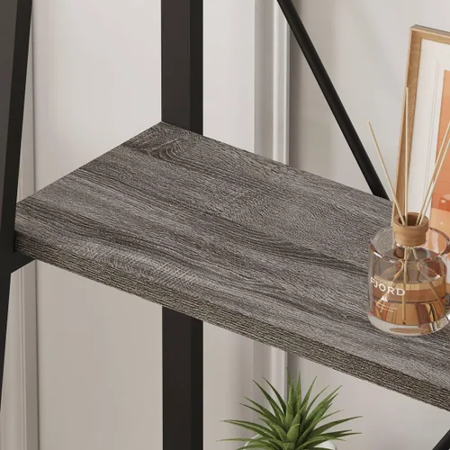 Vista 5 de BON AUGURE - Estantería de escalera, estante de 4 niveles, estantería de madera inclinada para libros para sala de estar, dormitorio, unidad