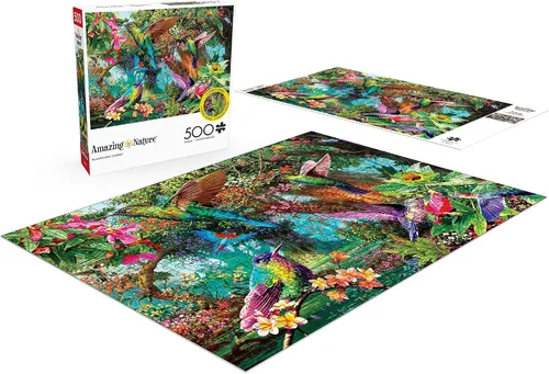 Vista 2 de Buffalo Games - Hummingbird Garden - Steve Read - Rompecabezas de 500 piezas para adultos - Rompecabezas de naturaleza vibrante perfecto para noches