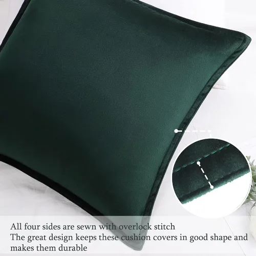 Vista 2 de PiccoCasa Juego de 2 fundas de almohada decorativas de terciopelo, fundas de almohada cuadradas sólidas y suaves para sofá o dormitorio, 18 x 18