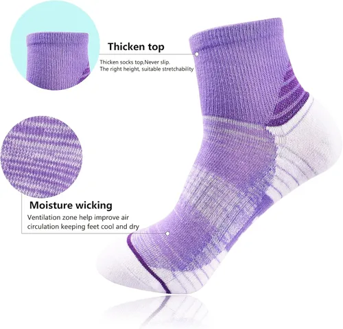 Vista 2 de JWMEET Calcetines atléticos para mujer calcetines acolchados para correr senderismo rendimiento de algodón paquete de 6