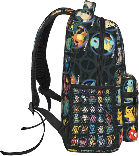 Vista 5 de TopJianyu Mochilas de anime para niños y adolescentes, mochilas de dibujos animados, bolsa negra ligera y bonita bolsa de viaje, Negro -, Mochilas