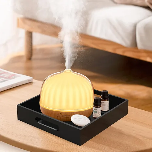 Vista 4 de Bandeja de acrílico para servir con asas, mesa auxiliar negra de 10 pulgadas, tocador Organizador decorativo elegante y duradero para comer