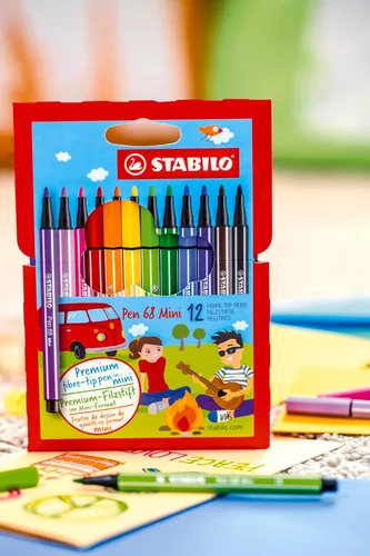 Vista 4 de STABILO Bolígrafo de punta de fieltro premium 68 Mini - Cartera de 18 - Colores surtidos