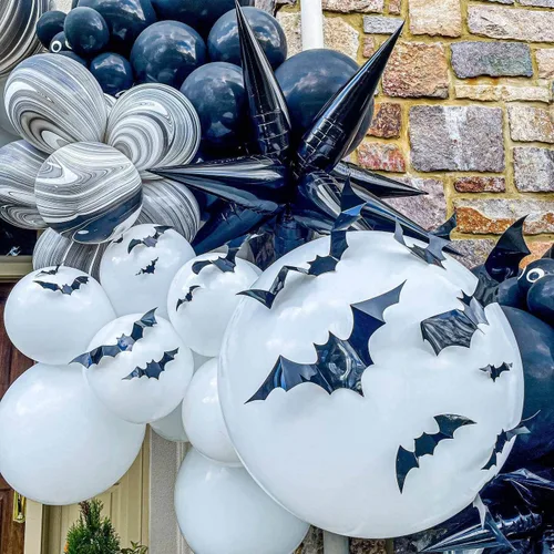 Vista 5 de 50 globos de aluminio negro con forma de cono de estrella grande de 26 pulgadas, globos de Mylar de estrella de explosión negra de 12 puntos 3D