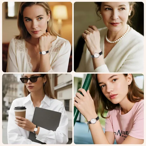 Vista 5 de OIDEA Relojes de mujer con correa elástica: relojes de pulsera de gran tamaño con números arábicos analógicos de cuarzo para mujer, banda elástica