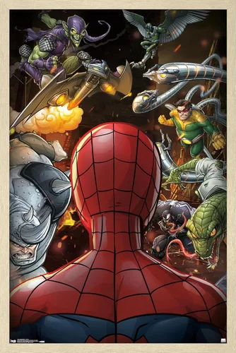 Vista 10 de Trends International Marvel Comics - Póster de pared de Spider-Man - Villains, 14.725 x 22.375 pulgadas, versión enmarcada de madera de granero
