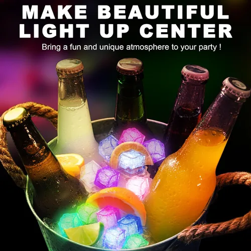 Vista 12 de 100 cubos de hielo iluminados para bebidas, cubos de hielo LED multicolor con luces cambiantes, cubos de hielo impermeables IP67 brillantes, eleva