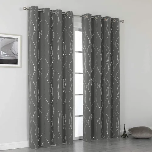 Vista 7 de SMILE WEAVER Cortinas opacas grises para sala de estar de 63 pulgadas de largo, 2 paneles, cortinas de oscurecimiento de habitación, diseño de Gris