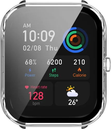 Vista 5 de Lamshaw Funda compatible con Amazfit GTS 4 Mini, carcasa protectora de policarbonato duro con protector de pantalla de vidrio templado compatible