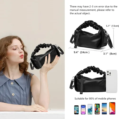 Vista 2 de KingTo Bolso pequeño de hombro para mujer, bolso de mano suave de diseñador en la nube, bolso cruzado ligero