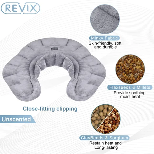 Vista 2 de REVIX Almohadilla térmica para microondas para cuello y hombros y almohadilla térmica para microondas para la espalda, envoltura de cuello calentada