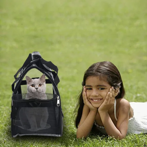 Vista 3 de MuchL Transportador de mascotas de lados suaves para gatos, transportador de perros para gatos pequeños y medianos, perros, cachorros, transportador