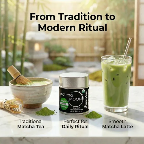 Vista 9 de Matcha Moon Pure Zen Ceremonial Grade Matcha Powder Té verde japonés tradicional orgánico orgánico USDA Primera cosecha Uji Kyoto Proveniente