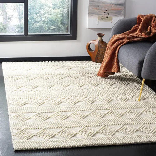 Vista 35 de SAFAVIEH Natura Collection - Alfombra decorativa de 2 x 3 pies, color beige y marfil, hecha a mano de lana tribal marroquí y algodón, ideal