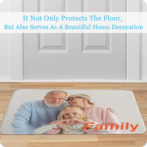 Vista 5 de Tapete personalizado para puerta con imagen, logotipo, nombre, texto, antideslizante, lavable, rectangular, personalizable con estampado, tapete