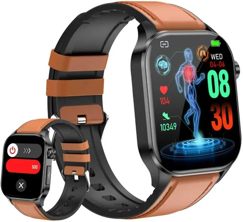 Vista 11 de Reloj inteligente para hombres y mujeres con llamadas Bluetooth, presión arterial, frecuencia cardíaca, oxígeno en sangre, estrés, HRV, monitor