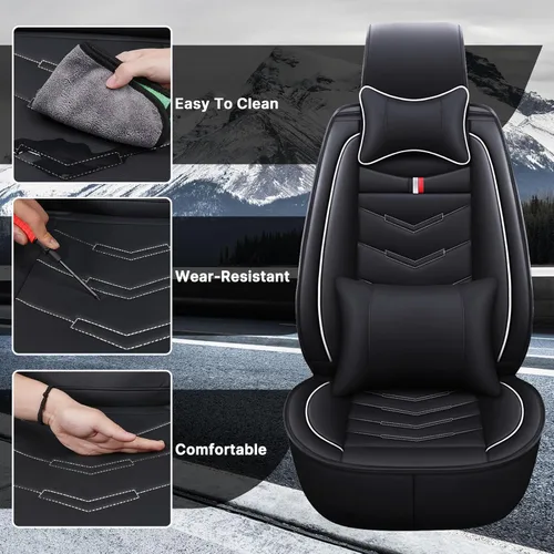 Vista 24 de Funda de asiento de auto de 2 asientos para Dodge Challenger 2000-2023, funda de cojín duradera, resistente al desgaste, impermeable, transpirable