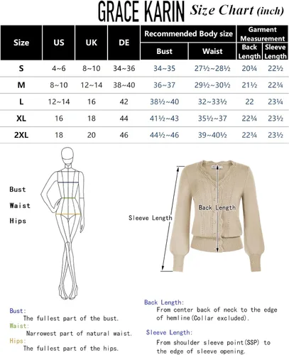 Vista 7 de GRACE KARIN Women's Knitted Cardigan Sweater Long Sleeve Button Down Lightweight Hollow Out Soft Open Front