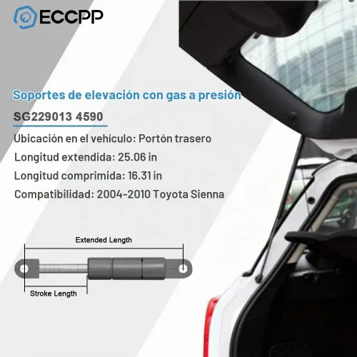 Vista 2 de ECCPP Paquete de 2 amortiguadores para puerta trasera con elevación, a gas, para Toyota, compatible con SG229013 4590.