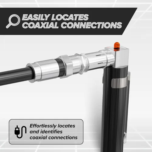 Vista 2 de Probador de continuidad de bolsillo coaxial (coaxial) (trazador) con tóner de voltaje (sonido) y paquete de conectores de barril, para prueba