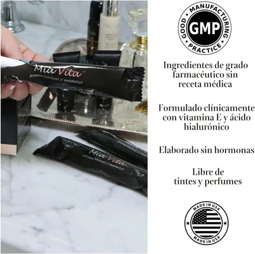 Vista 2 de Mia Vita Humectante Prellenado Productos de Higiene Premium Preferidos por las Mujeres para Sequedad de la Piel Íntima Vaginal, Alivio de Picazón