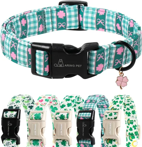 Vista 24 de ARING PET Collar de Navidad para perro, lindo collar de copos de nieve populares rojo y verde con hebilla de liberación rápida para cachorros