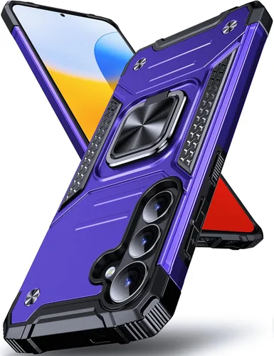 Vista 36 de DASFOND Diseñada para funda Galaxy S8 con soporte, anillo metálico giratorio mejorado de 360°, soporte kickstand de grado militar, resistente a