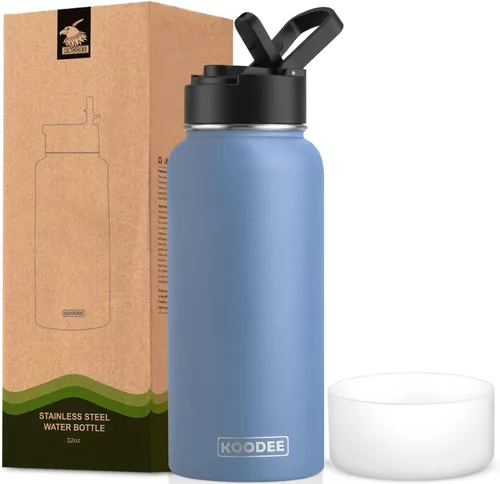 Vista 68 de koodee Botella de agua para niños, botella de agua de acero inoxidable de 12 onzas con aislamiento al vacío para la escuela, botella de agua de boca