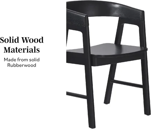 Vista 5 de Walker Edison Ezra - Silla de comedor moderna de madera maciza con respaldo redondeado, color negro (juego de 2)