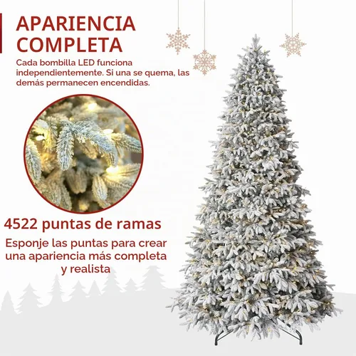 Vista 2 de Hykolity Árbol de Navidad preiluminado de 7.5 pies con 650 LED multicolor Flocado Multicolor