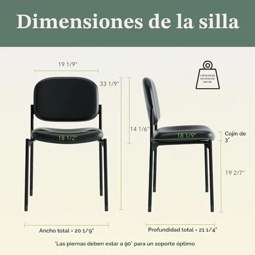 Vista 2 de Basyx Hon Hvl606 Silla para invitados, Tela, Tela negra
