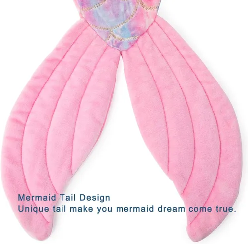 Vista 5 de COSUSKET Manta de cola de sirena para niñas, suave y premium para todas las estaciones, diseño de escamas de peces coloridas para acurrucarse