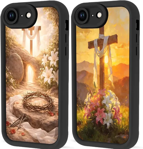 Vista 23 de Paquete de 2 fundas protectoras para iPhone 8 Plus/7 Plus de 5.5 pulgadas con collage de versículos bíblicos de Jesús para mujeres y niñas, diseño