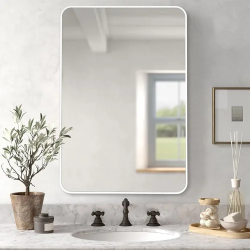 Vista 21 de CULER Espejo de pared de baño, espejo rectangular de vidrio templado moderno de 20 x 30 pulgadas para dormitorio, sala de estar, entrada