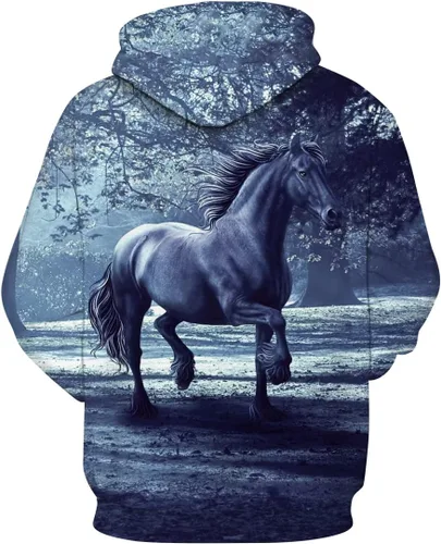 Vista 2 de Srcnhim Sudadera con capucha con estampado 3D de caballos novedosos animales para hombres y mujeres