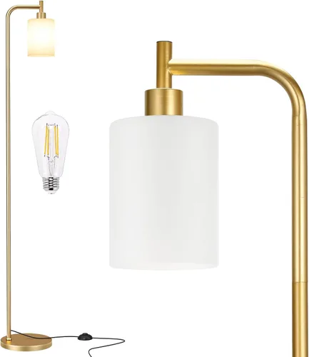 Vista 10 de Ziisee Lámparas de pie para sala de estar - Lámpara de pie con pantalla de vidrio a control remoto, lámpara de pie moderna con bombillas LED