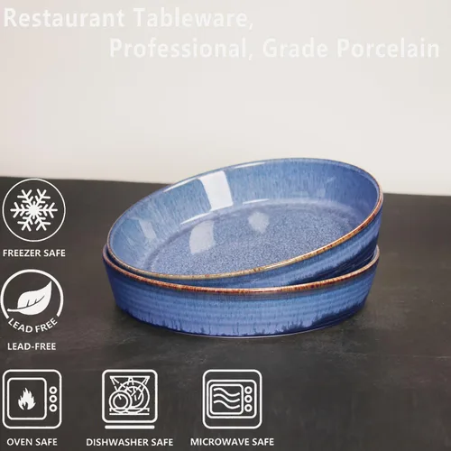 Vista 3 de Platos de porcelana para gratinar, aptos para microondas y horno, cazuelas, juego de platos gratinados para lasaña y zapateros, 17 onzas, 7.9