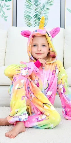 Vista 5 de UDERUI Pijama de unicornio para niños, disfraz de cosplay de una sola pieza, ropa de fiesta de animales, para niñas y niños