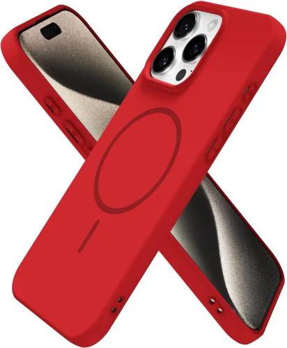 Vista 121 de Oakxco Funda de Silicona Mag Safe para iPhone 12 Pro Max, Funda Magnética Delgada y Fina Compatible con Carga Inalámbrica MagSafe, Bonita Funda