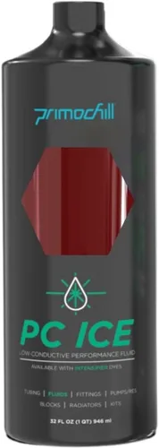Vista 2 de PrimoChill Hielo - Refrigerante de refrigeración por agua para computadora, rellena y olvida, baja viscosidad, bajo contenido químico, protección