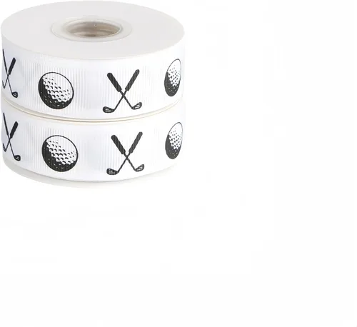 Vista 4 de Meseey 2 rollos de cinta impresa de pelota de golf de 10 yardas, cinta de tela con temática deportiva de 3/4 pulgadas para coronas, envoltura