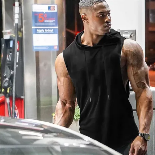 Vista 3 de LecGee Camiseta deportiva sin mangas para hombre, para entrenamiento, gimnasio, culturismo, con bolsillo