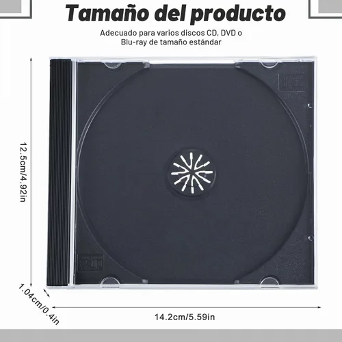 Vista 2 de Kigley Jewel Cases Estuche estándar individual transparente para CD Funda de DVD Protección de reemplazo (Negro) Standard Jewel Holder for Blank