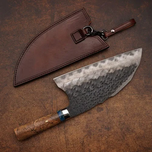 Vista 4 de Cuchillo de cocina chino de acero Skd11 forjado, cortador de mano profesional de 8.5 pulgadas, picador afilado de alta dureza, para carne y verduras