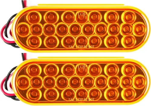 Vista 5 de Todos los productos para camiones estrella] Luz estroboscópica LED ámbar empotrada de 6" ovalada, 24 LED DOT/SAE aprobado y marcado, impermeable